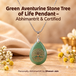 Green Aventurine Stone Tree of Life Pendant for Success & New Beginning – Abhimantrit & Certified