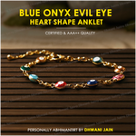 Heart Shape Blue Onyx Evil Eye Anklet for Protection & Style