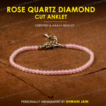 Natural Rose Quartz Diamond Cut Anklet for Love, Harmony & Emotional Balance