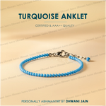 Natural Turquoise Diamond Cut Anklet for Protection, Good Fortune & Positive Energy