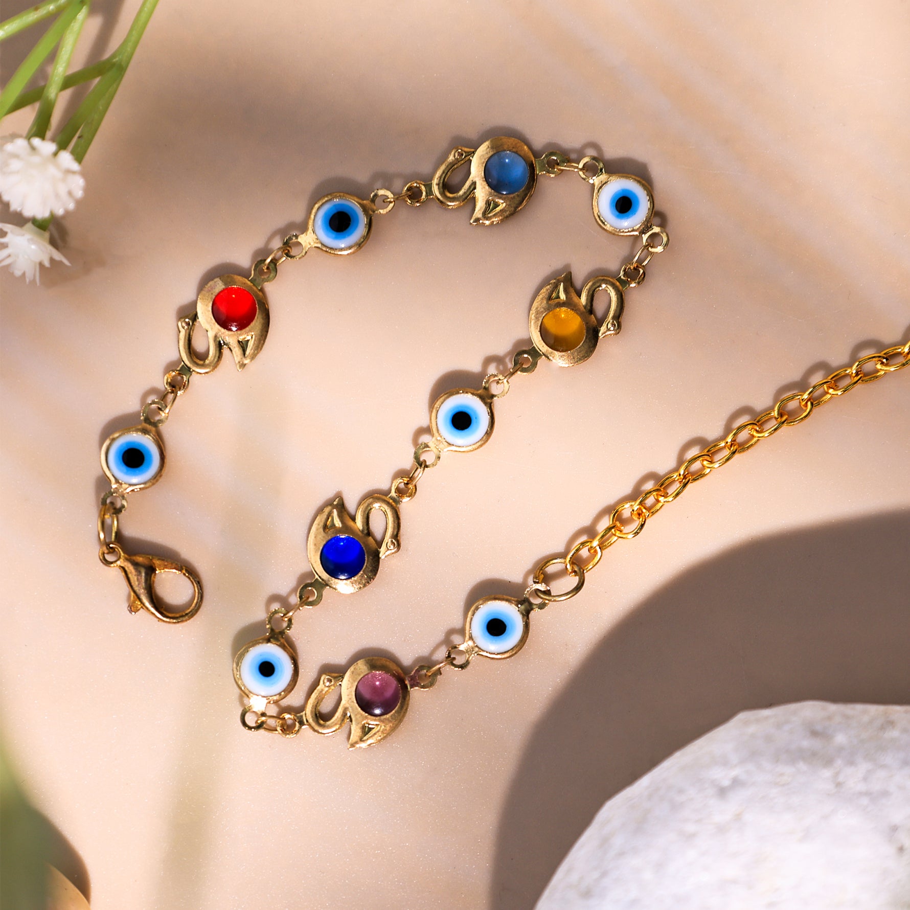 Blue Onyx Evil Eye Anklet - Abhimantrit & Certified