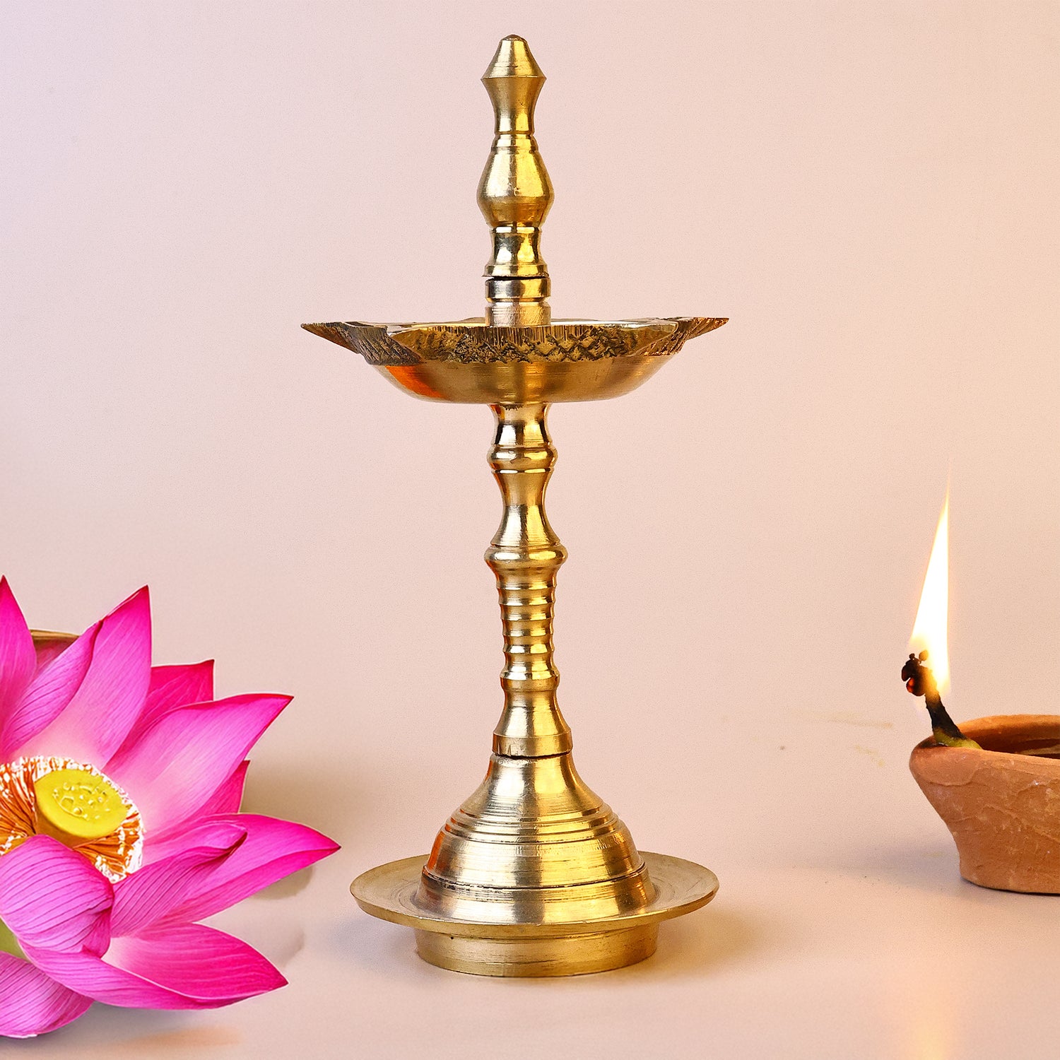 Brass Lotus Diya - Abhimantrit