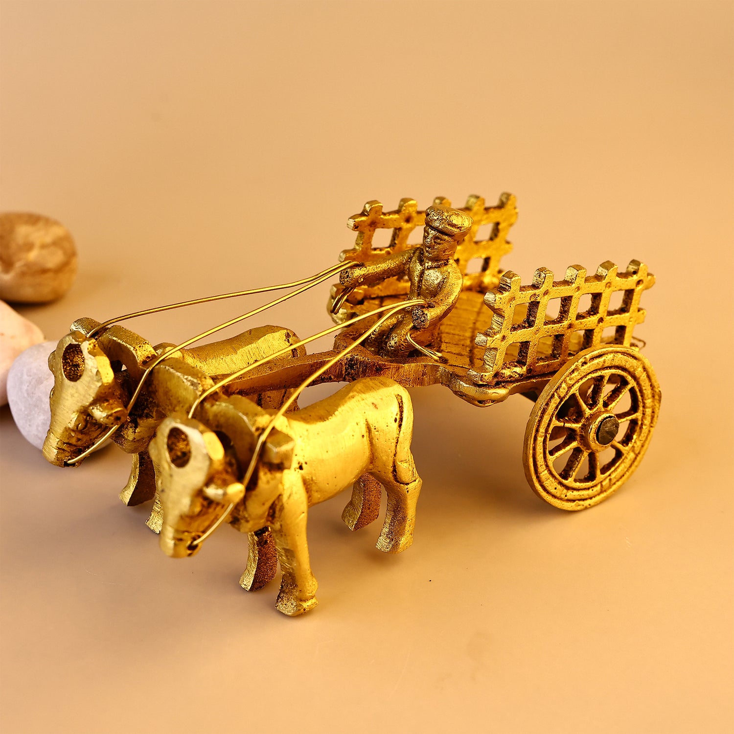 Brass Vintage Bullock Cart With Open Jaali - Abhimantrit