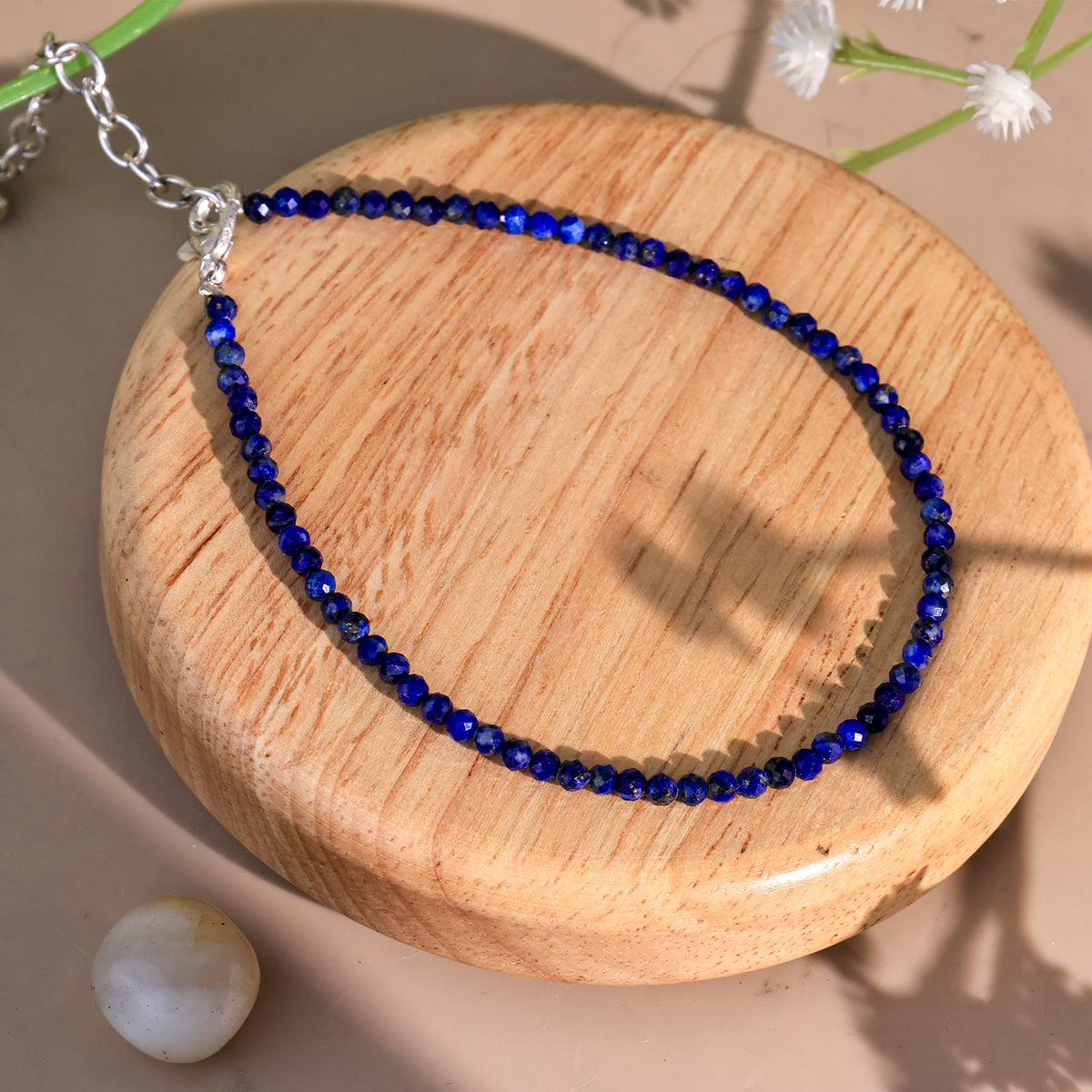 Lapis Lazuli Diamond Cut Anklet - Abhimantrit & Certified