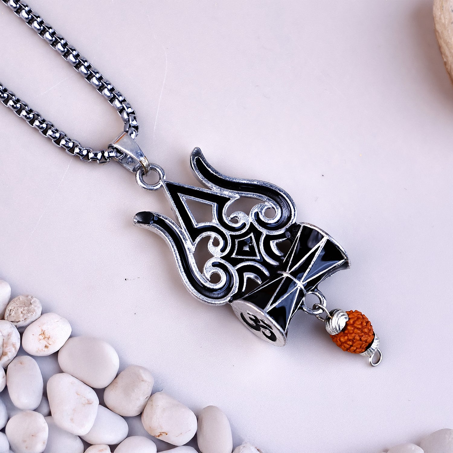 Trishul, Damru & Rudraksha Blessing & Protection Pendant - Abhimantrit