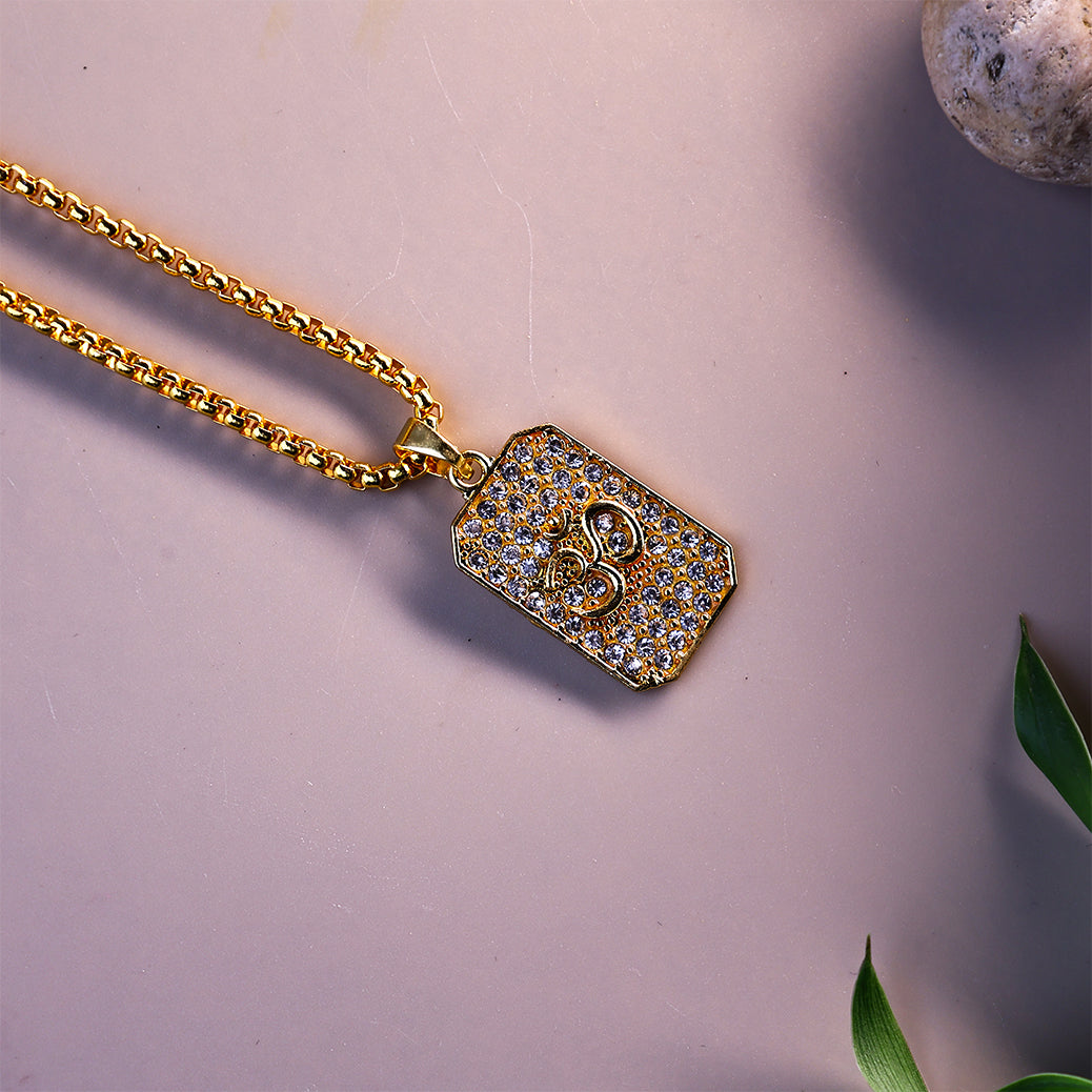 Gold Plated Om Diamond Pendant (Blessing & Protection) - Abhimantrit