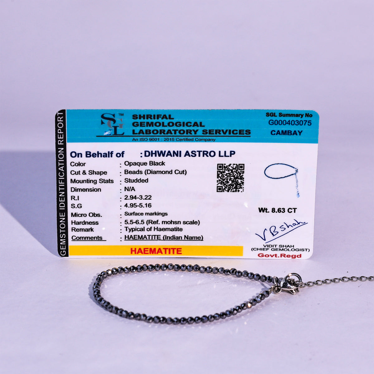 Hematite Diamond Cut Anklet - Abhimantrit & Certified