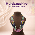 Multi Sapphire 7 Line Necklace – Natural Gemstone Layered Jewelry