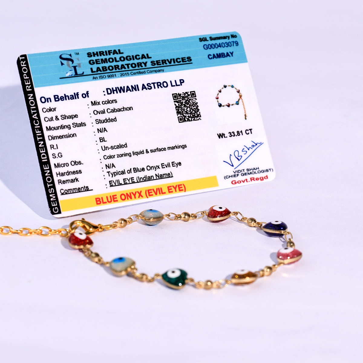 Heart Shape Blue Onyx Evil Eye Anklet - Abhimantrit & Certified