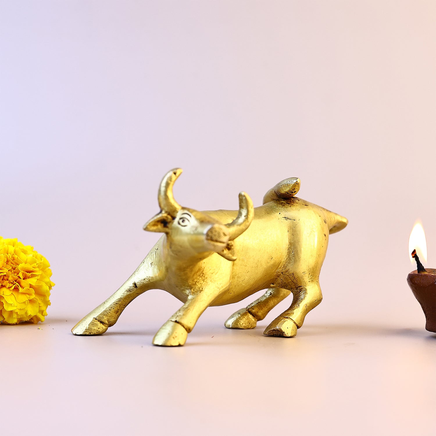 Brass Kamdhenu Cow Plain - Abhimantrit