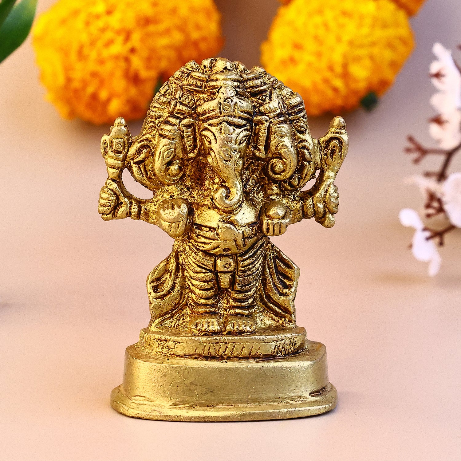 Brass Panchmukhi Ganesha Idol - Abhimantrit