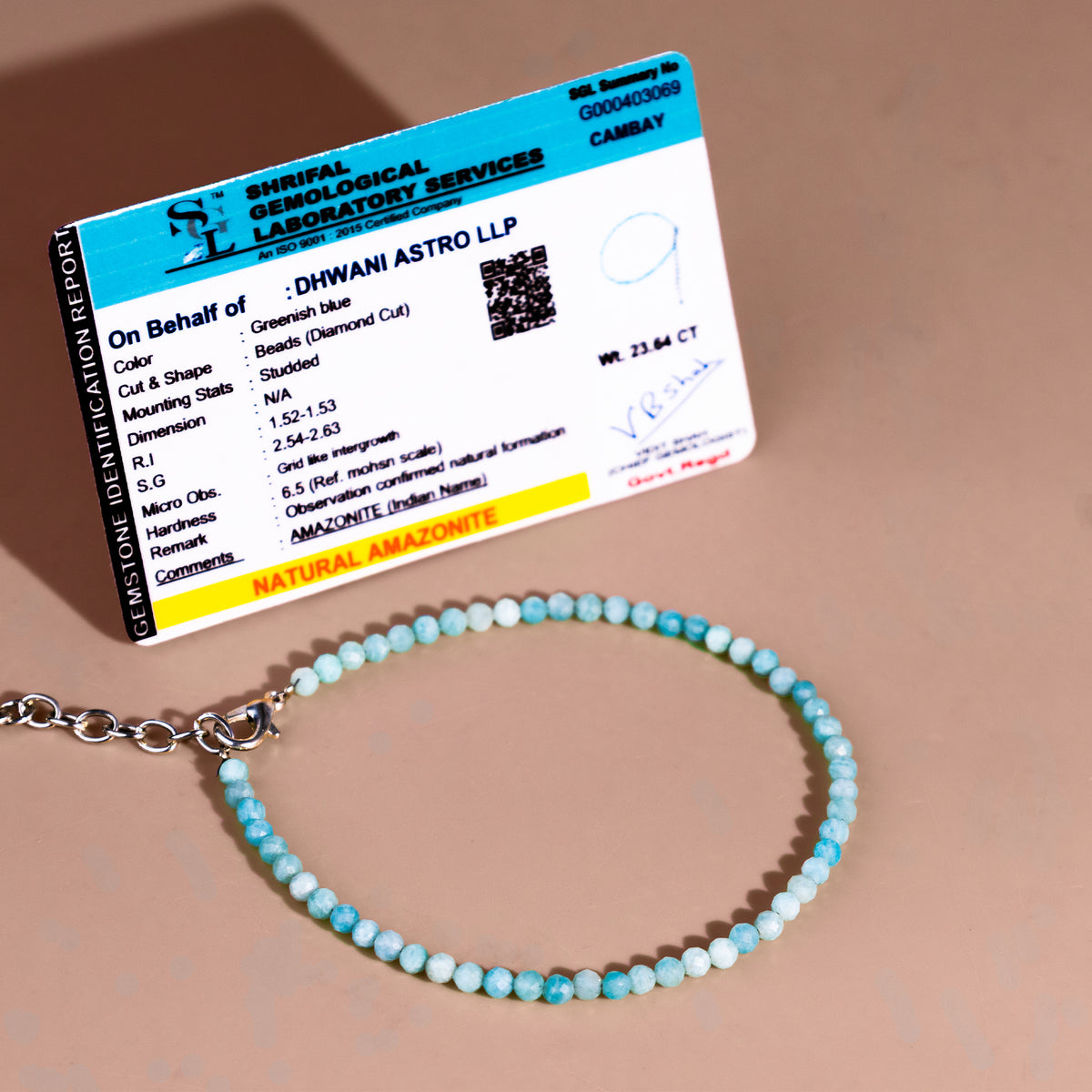 Amazonite Diamond Cut Anklet - Abhimantrit & Certified
