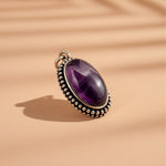 Katela Amethyst Oval Stone Pendant - Abhimantrit & Certifiefd