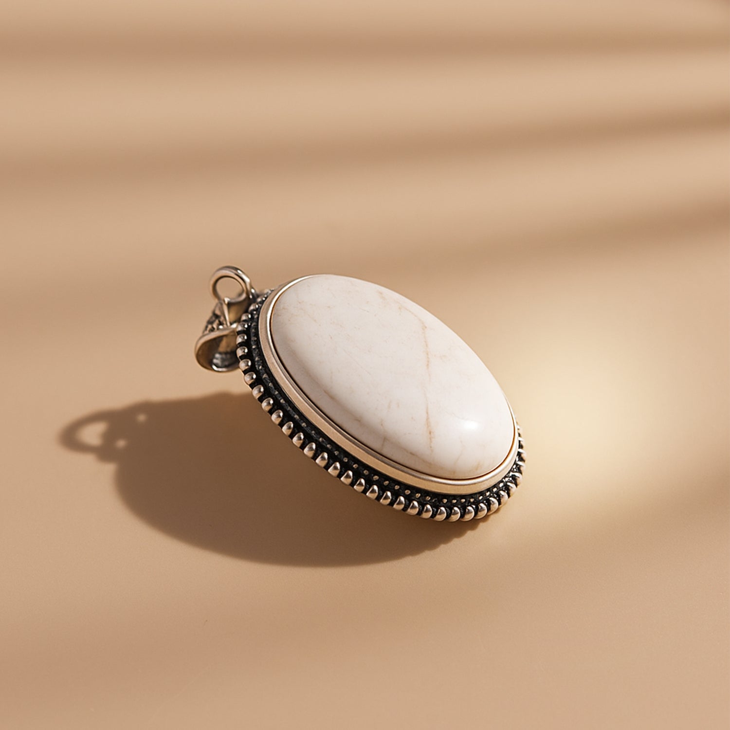 Howlite Oval Stone Pendant - Abhimantrit & Certifiefd