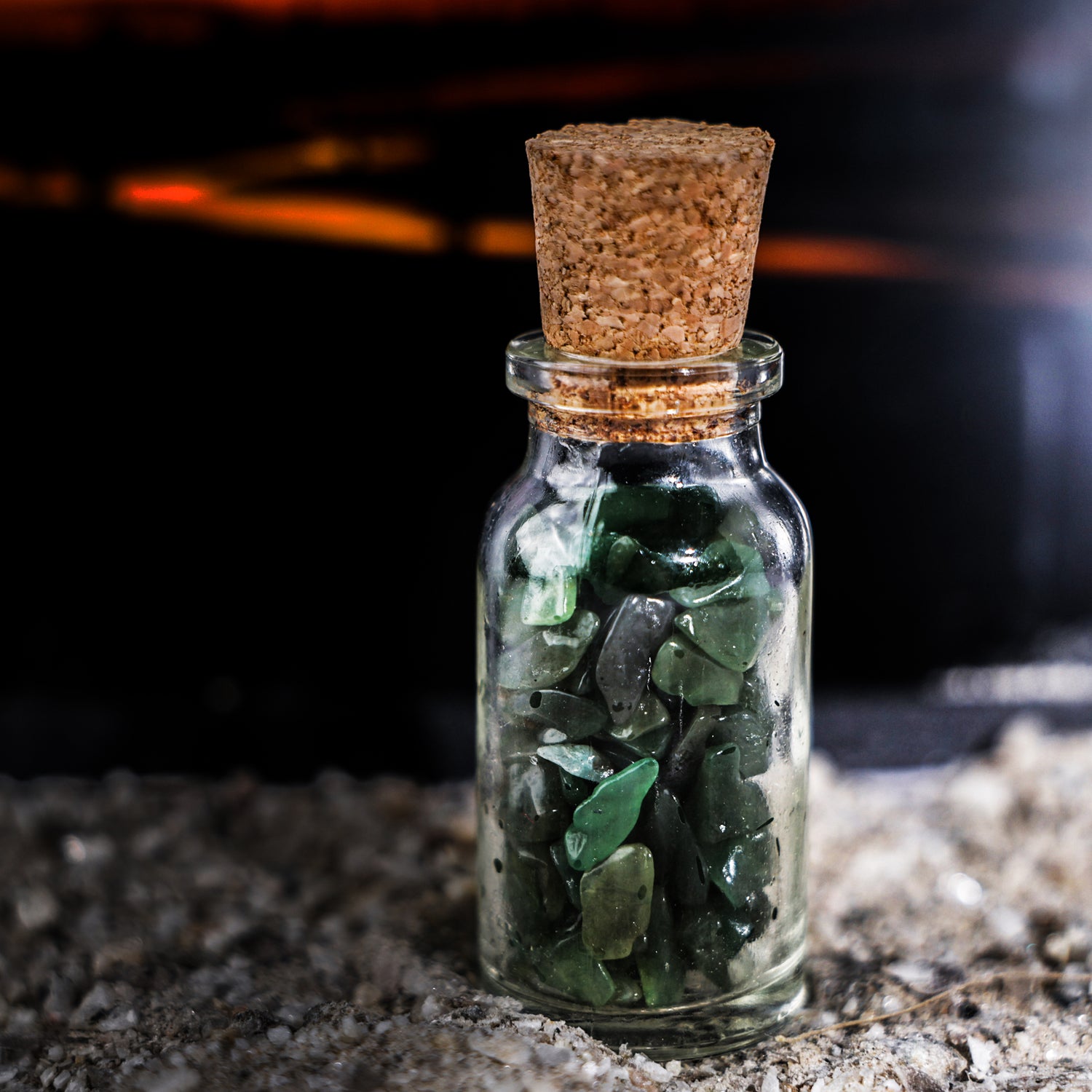 Green Jade Bottle Chips - Abhimantrit