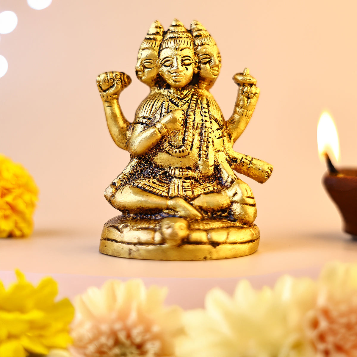 Brass Dattateya Sculpture - Abhimantrit