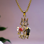 Lord Shiva Trishul with Damru Pendant (Blessing & Protection)- Abhimantrit