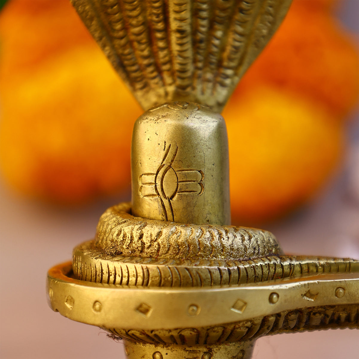 Brass Shiva Lingam With Sheshnag Idol - Abhimantrit