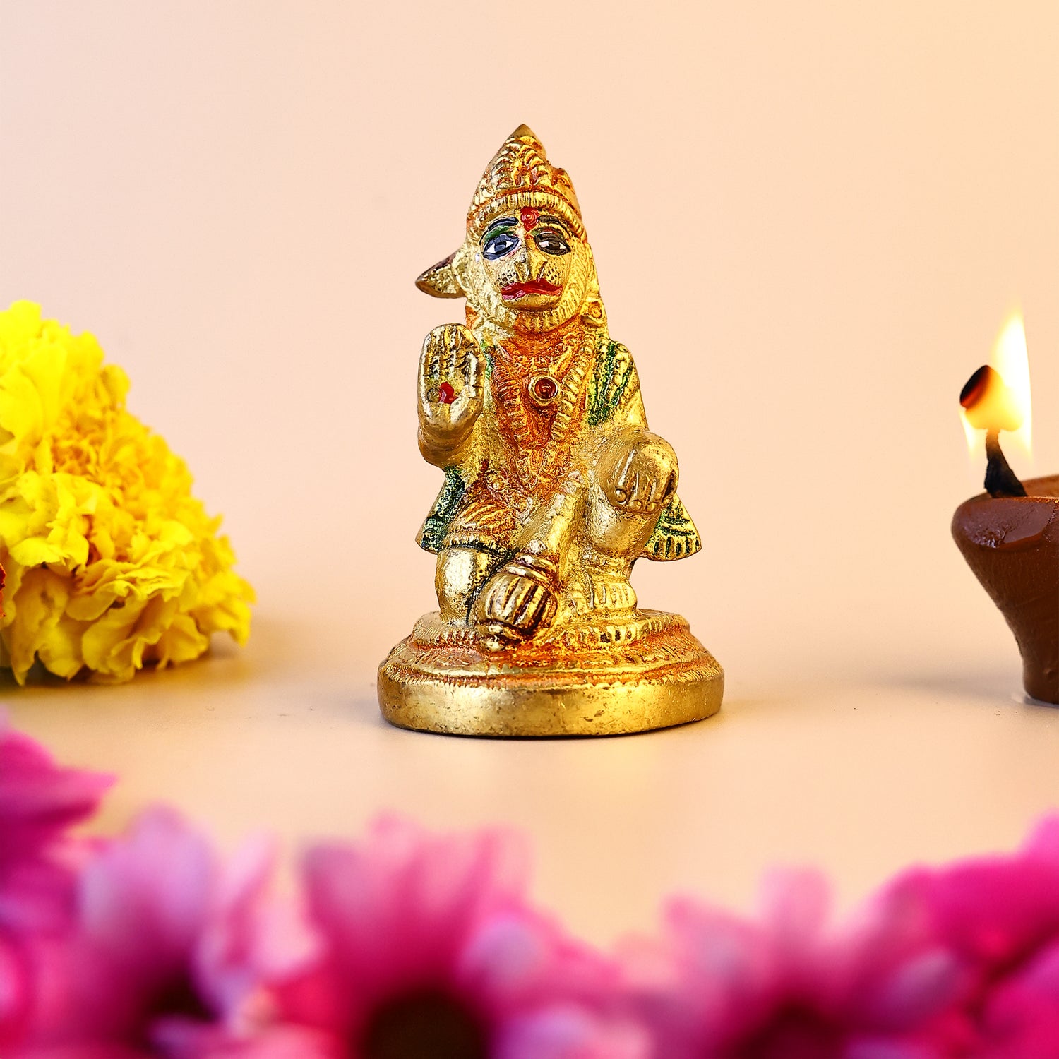 Brass Hanuman Ji Sitting Idol - Abhimantrit