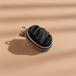 Black Turmaline Oval Stone Pendant - Abhimantrit & Certifiefd