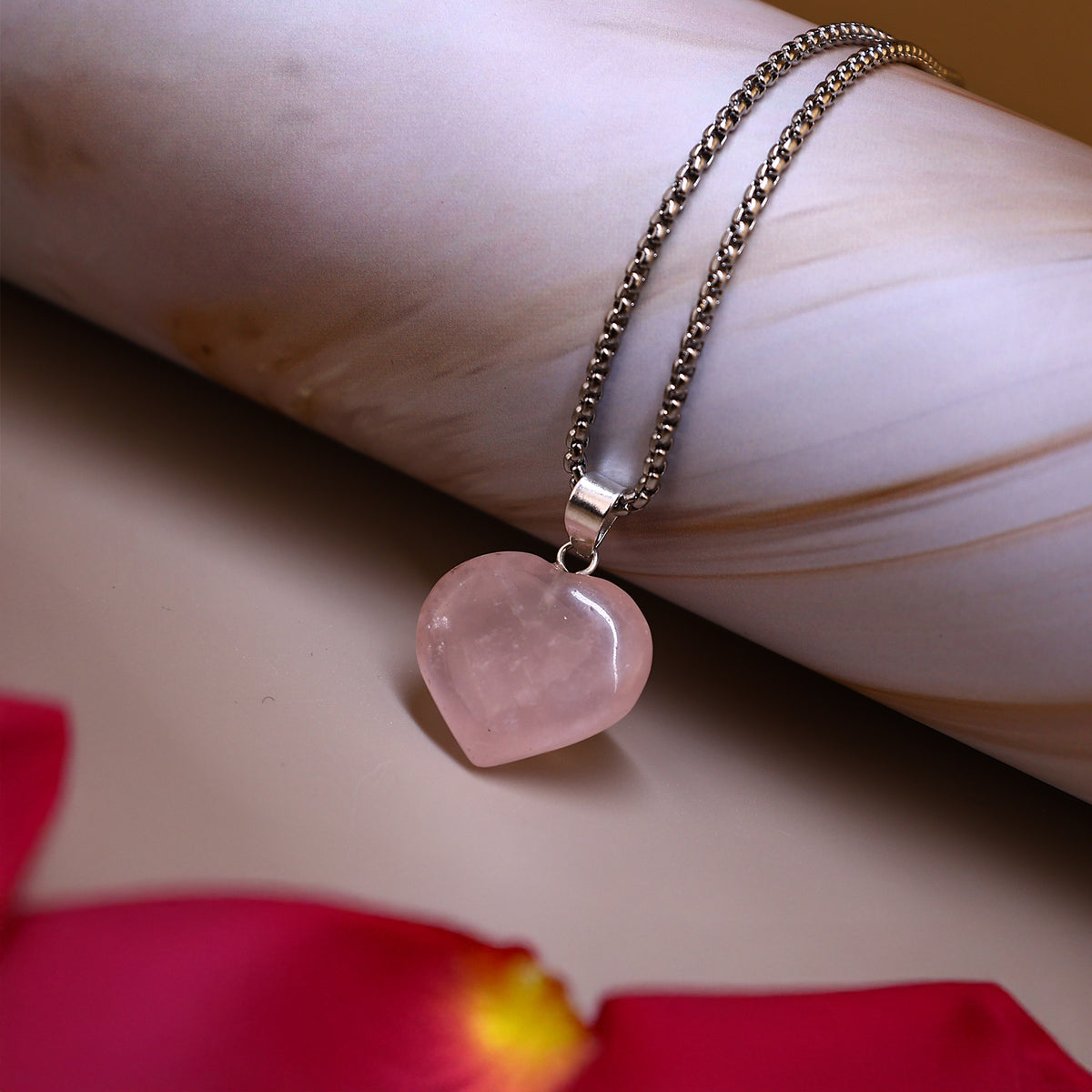 Original Rose Quartz Heart Pendant  - Abhimantrit & Certified