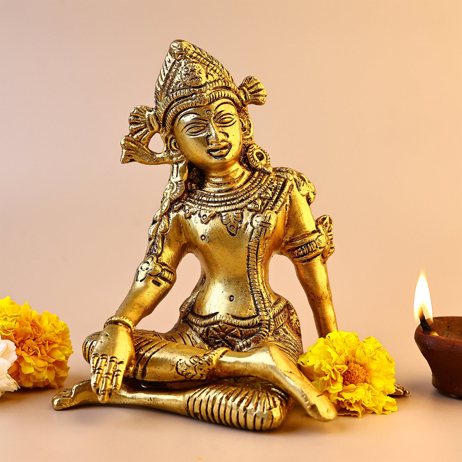 Brass Sitting Indradev - Abhimantrit