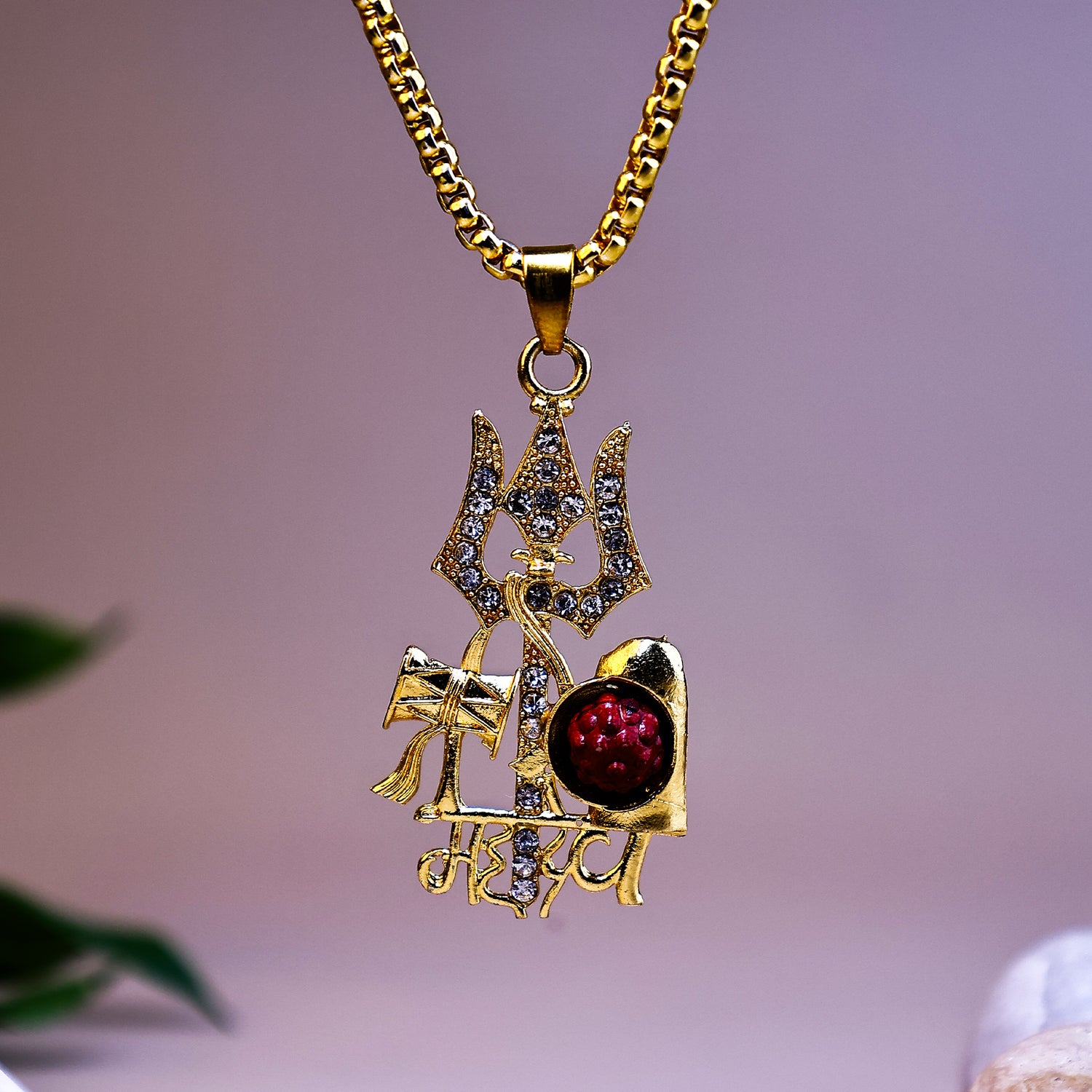 Mahadev Trishul with Damru & Rudraksha Blessing & Protection Pendant – Abhimantrit