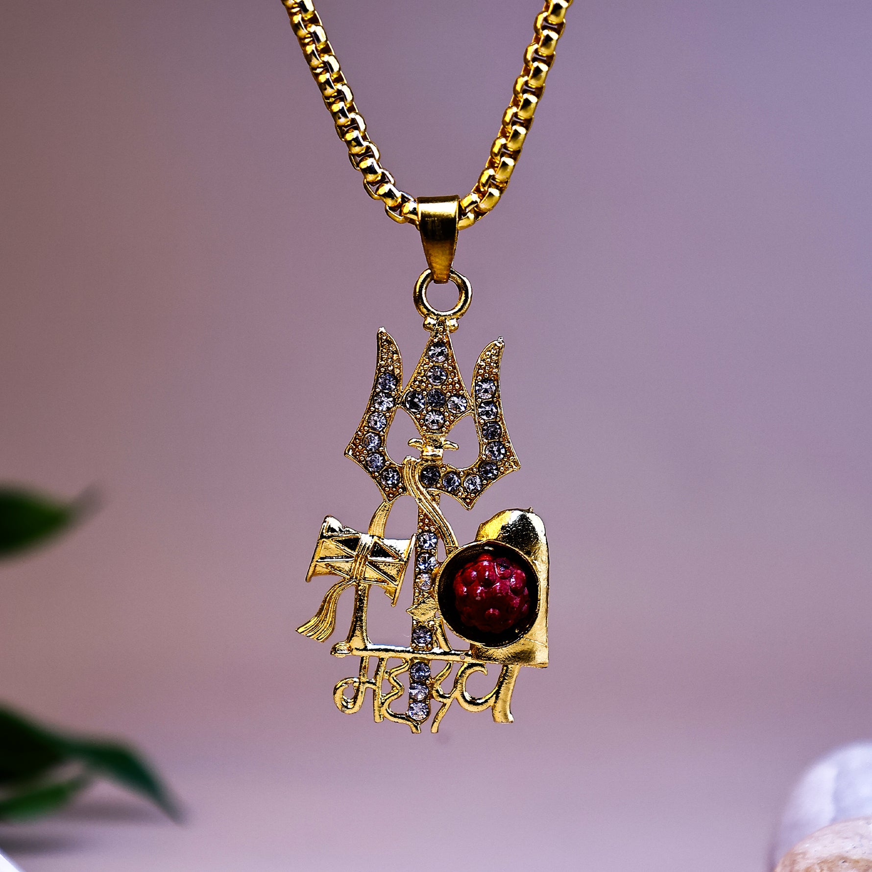 Mahadev Trishul with Damru & Rudraksha Blessing & Protection Pendant – Abhimantrit