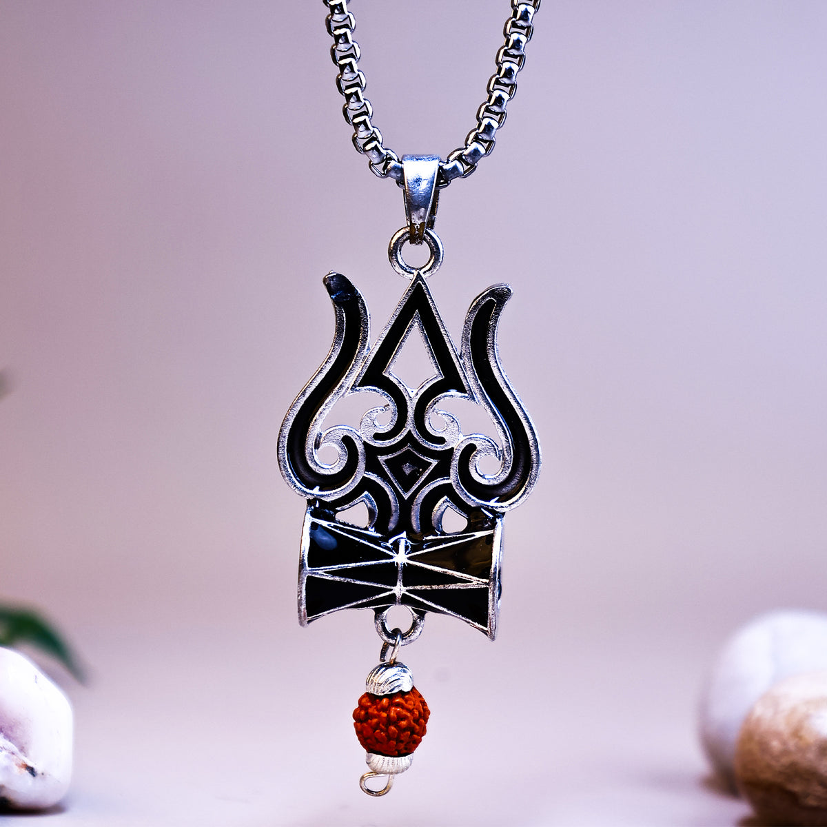 Trishul, Damru & Rudraksha Blessing & Protection Pendant - Abhimantrit