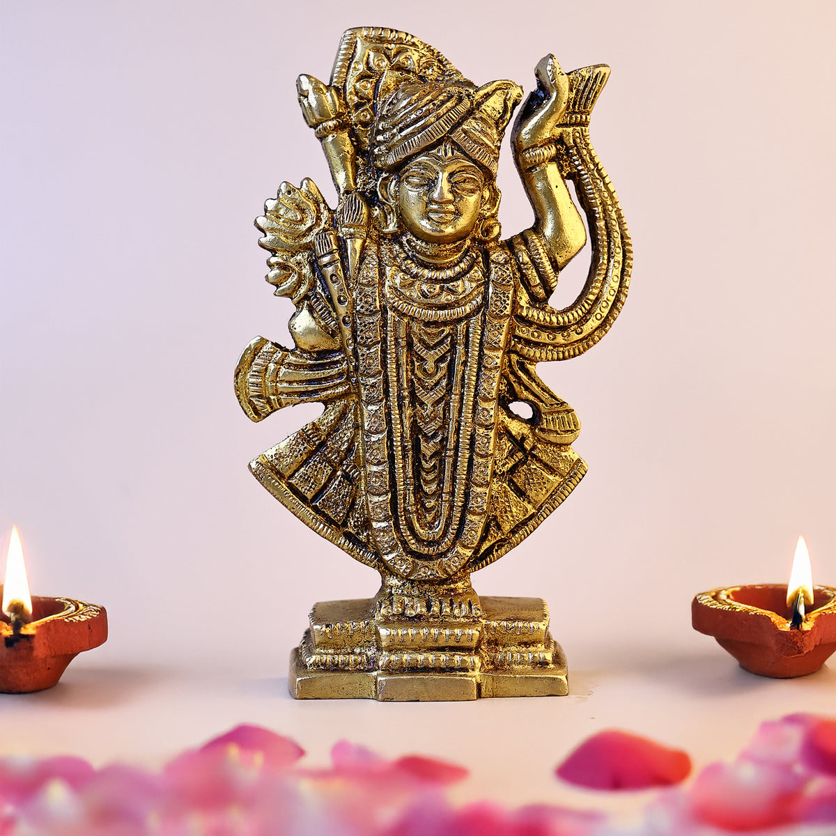 Brass Shrinath Ji Sculpture - Abhimantrit