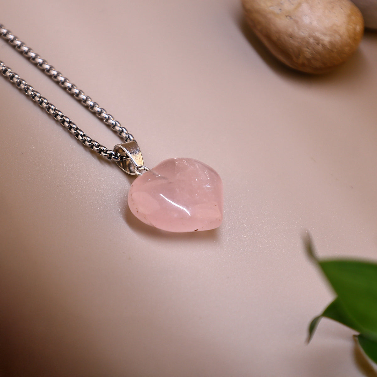 Original Rose Quartz Heart Pendant  - Abhimantrit & Certified