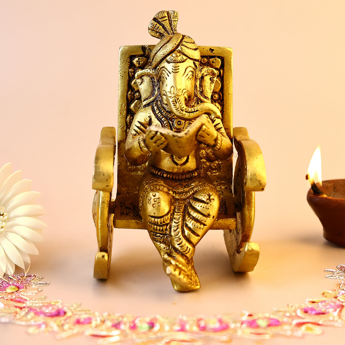 Brass Ganesha With Sitting Chair - Abhimantrit