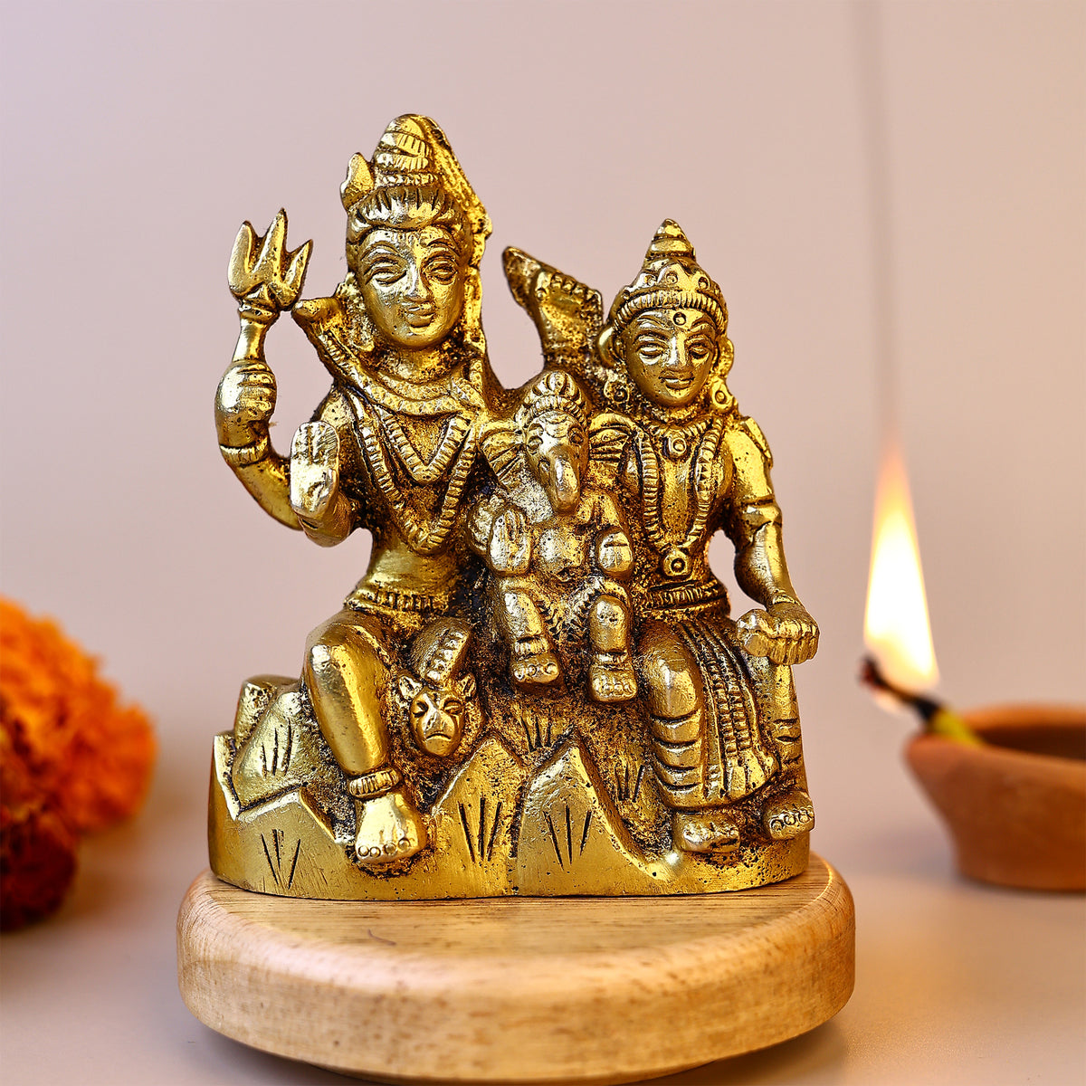 Brass Shiv Parvati Parivaar Idol - Abhimantrit