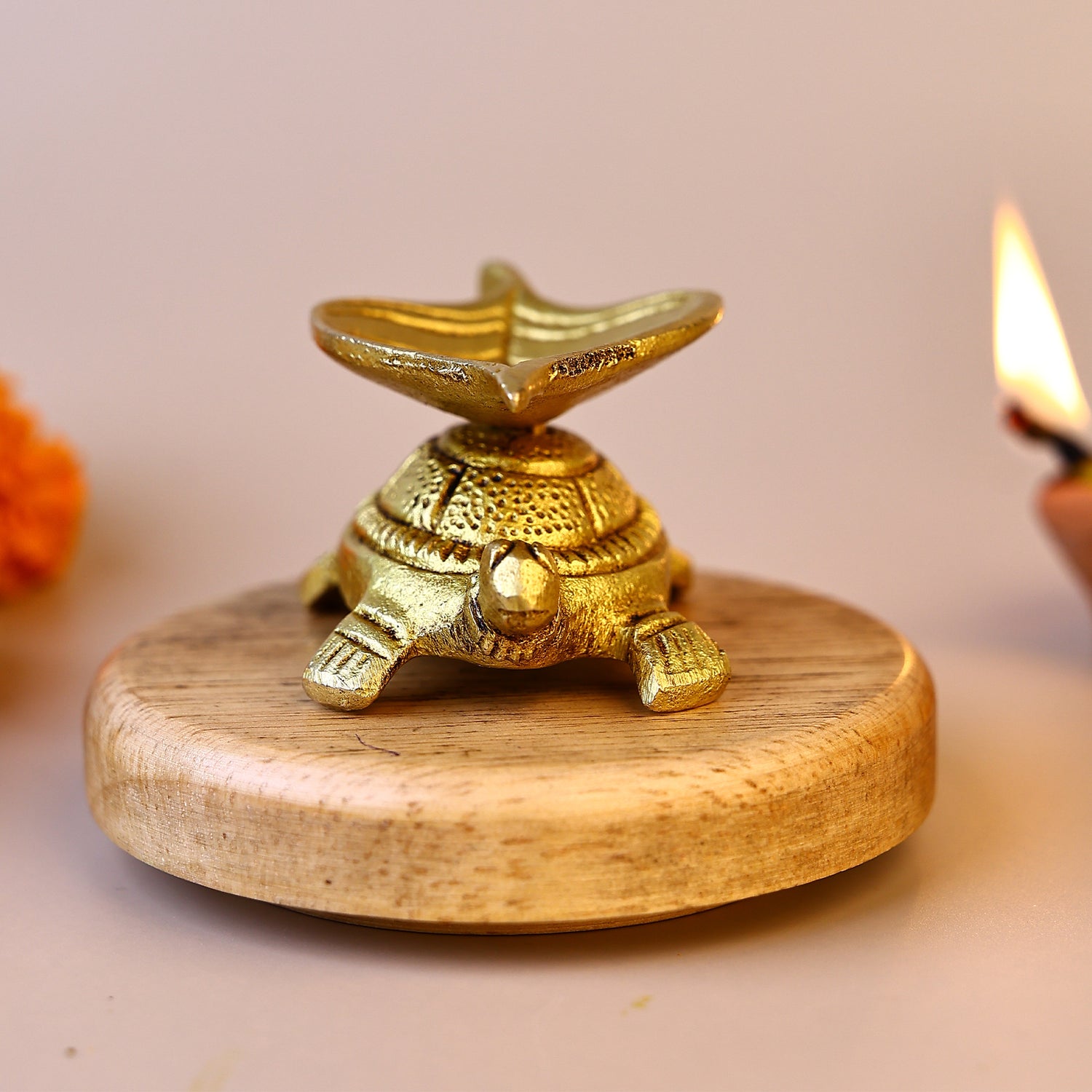 Brass Tortoise Diya - Abhimantrit