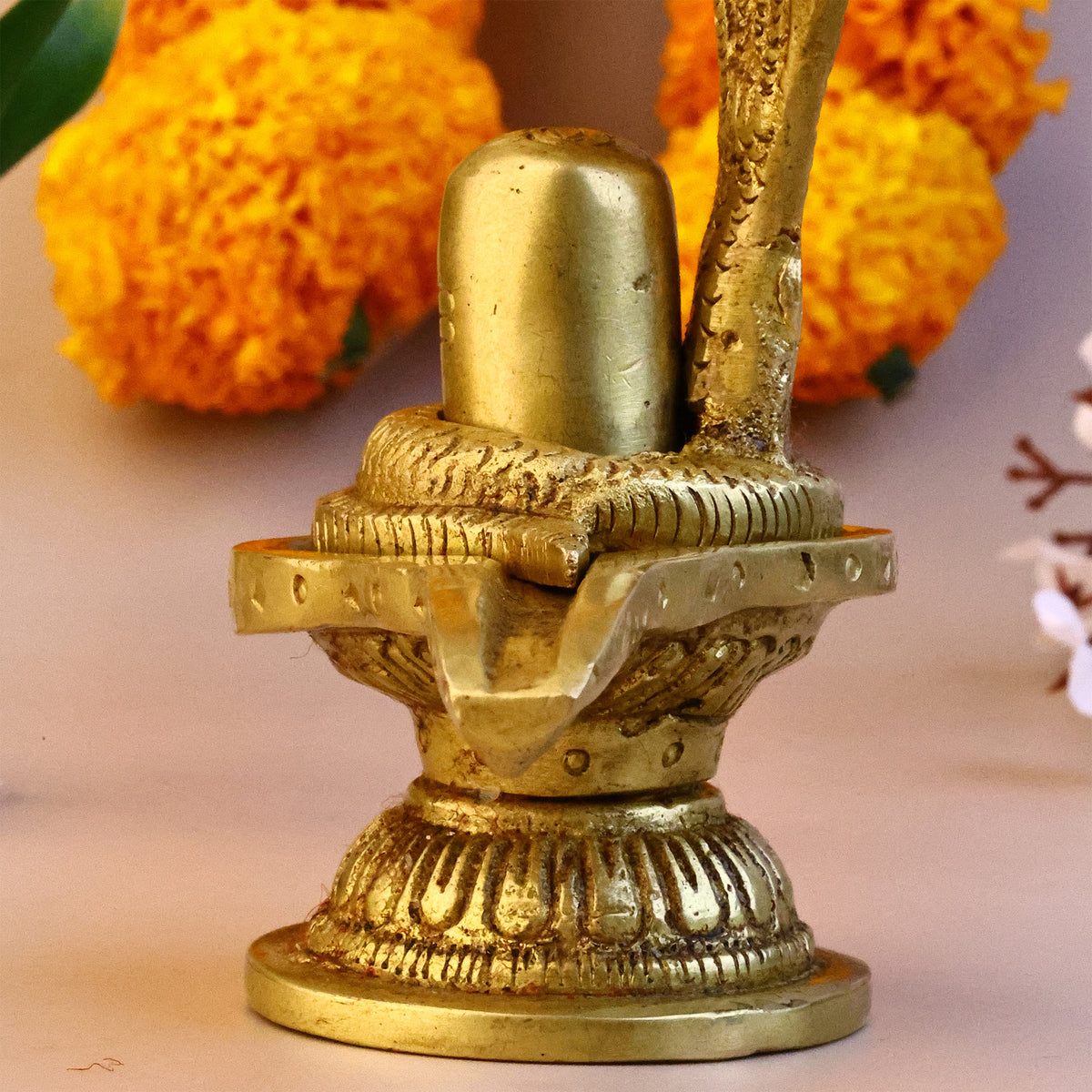 Brass Shiva Lingam With Sheshnag Idol - Abhimantrit