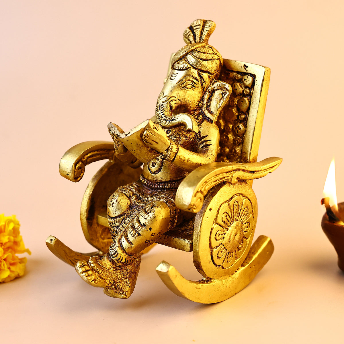 Brass Ganesha With Sitting Chair - Abhimantrit