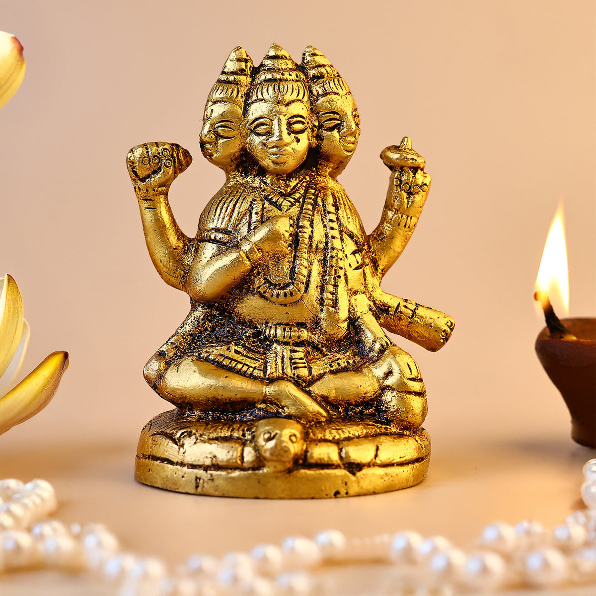 Brass Dattateya Sculpture - Abhimantrit
