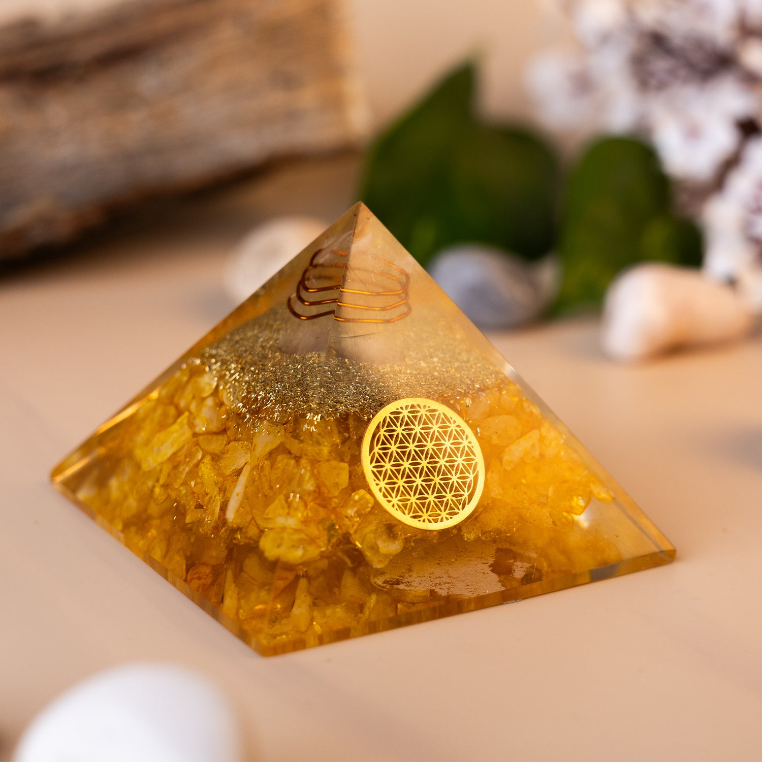 Yellow Citrine Pyramid - Abhimantrit