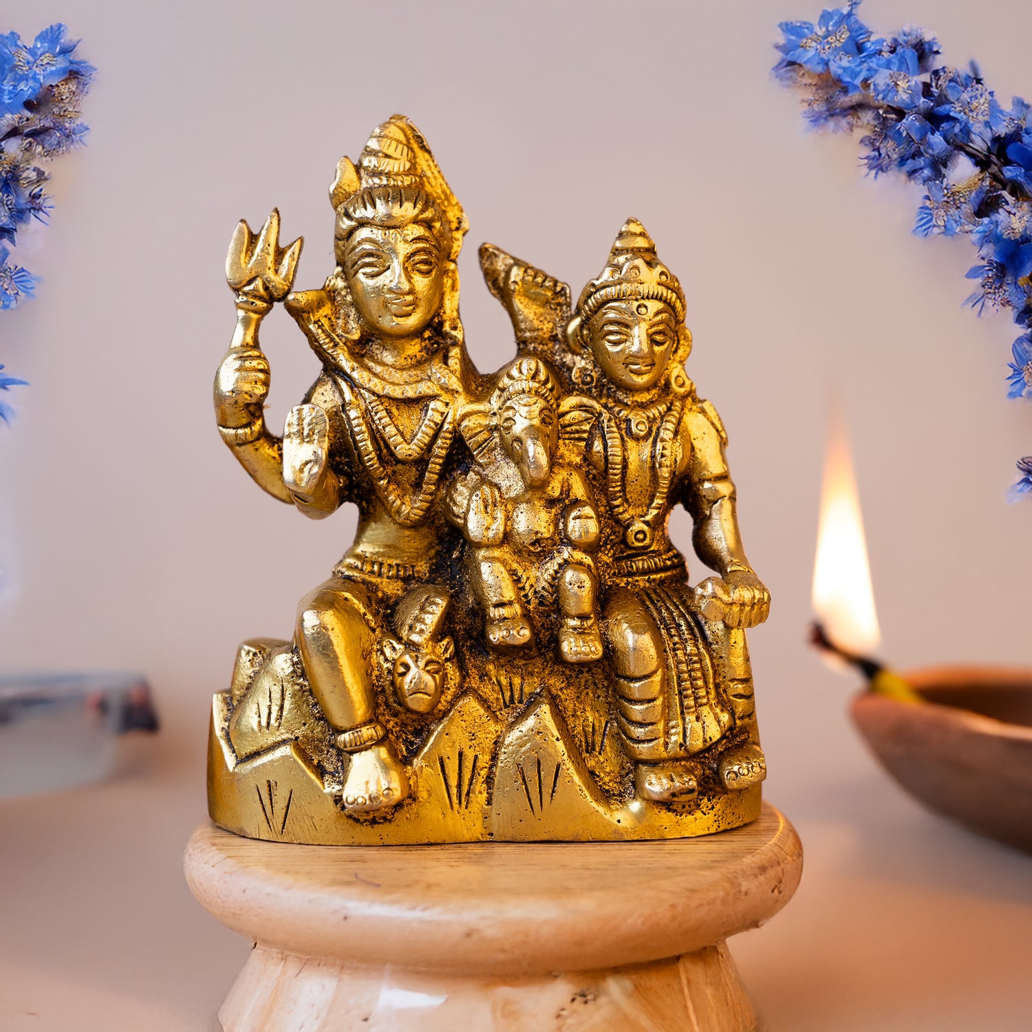Brass Shiv Parvati Parivaar Idol - Abhimantrit