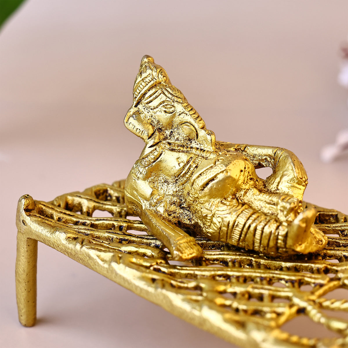 Brass Ganesha on Charpai - Abhimantrit