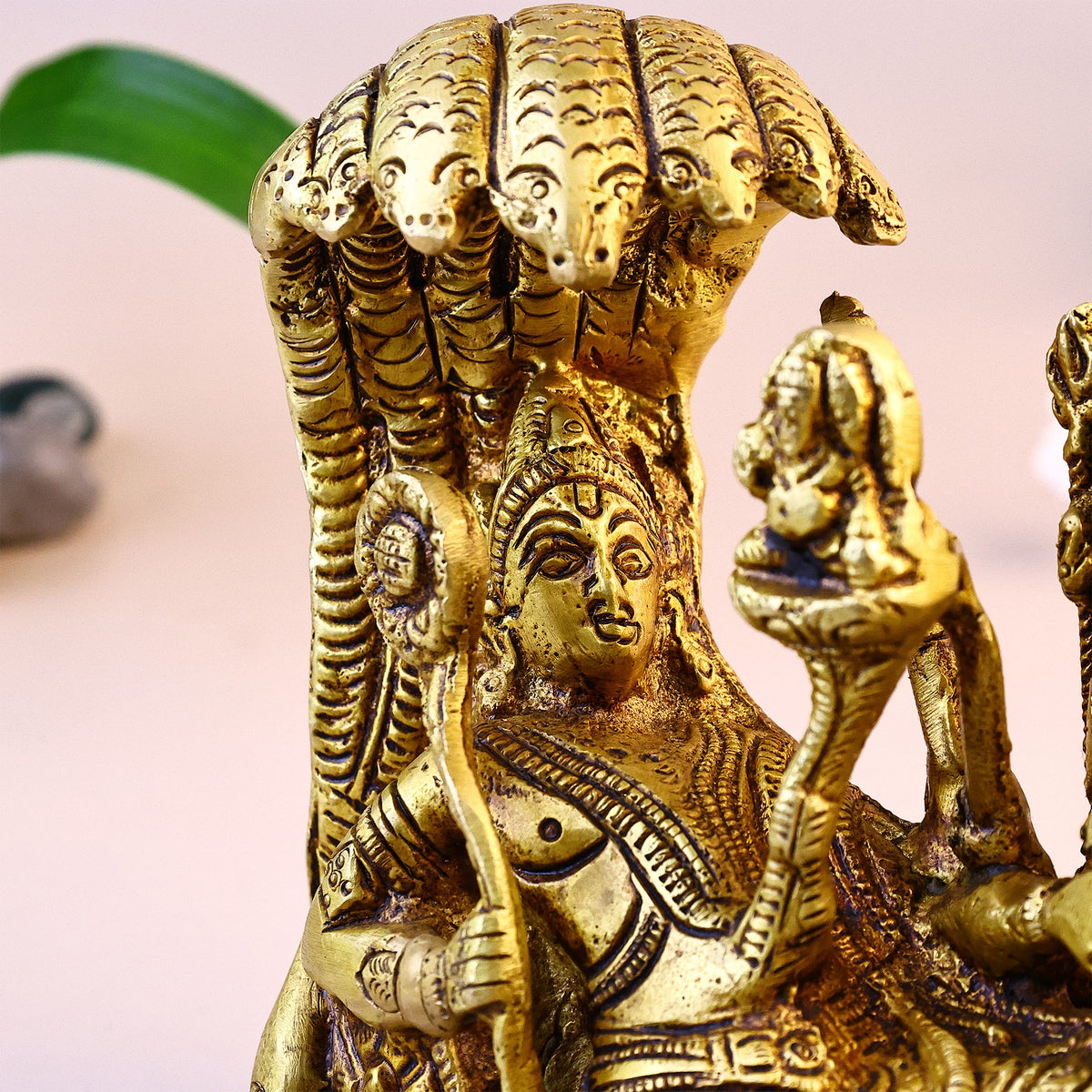Brass Lord Vishnu Bhagwan Resting on Shesnag - Abhimantrit