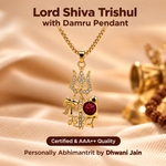 Lord Shiva Trishul with Damru Pendant - Abhimantrit