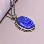 Lapis Lazuli Oval Stone Pendant - Abhimantrit & Certifiefd