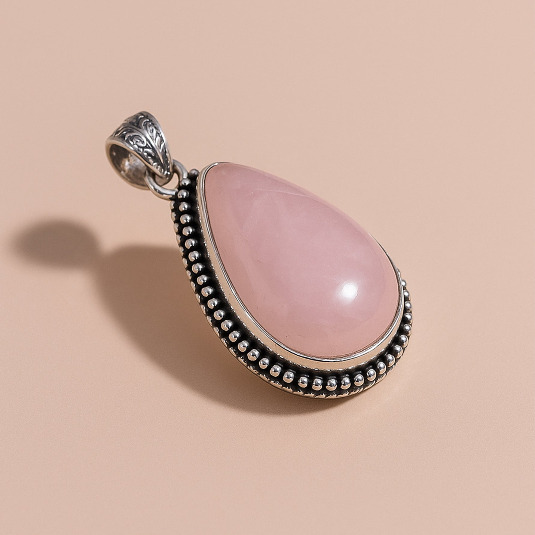 Rose Quartz Oval Stone Pendant - Abhimantrit & Certifiefd