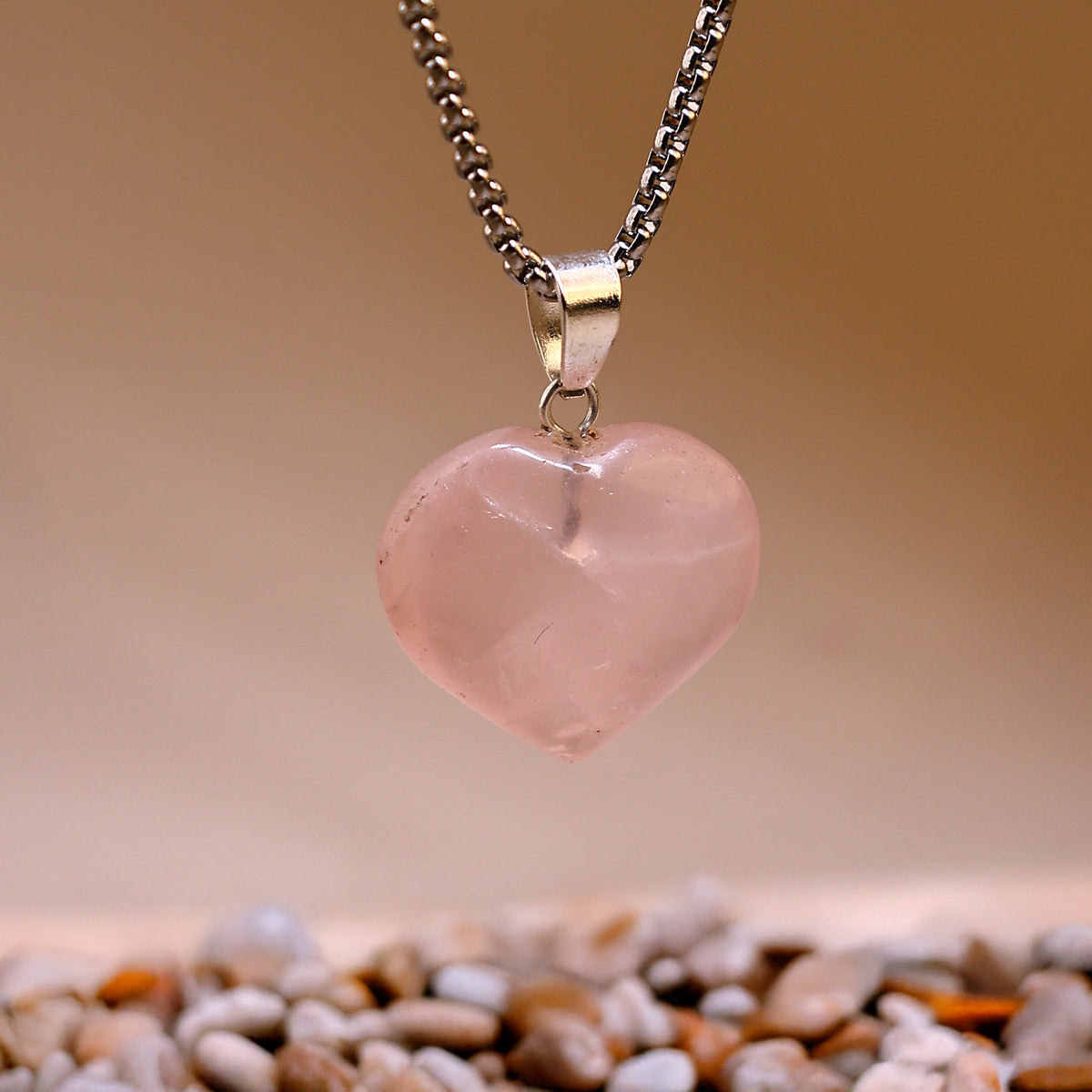 Original Rose Quartz Heart Pendant  - Abhimantrit & Certified