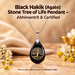 Black Hakik (Agate) Stone Tree of Life Pendant for Protection & Strength – Abhimantrit & Certified