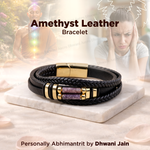 Amethyst Leather Bracelet Abhimantrit