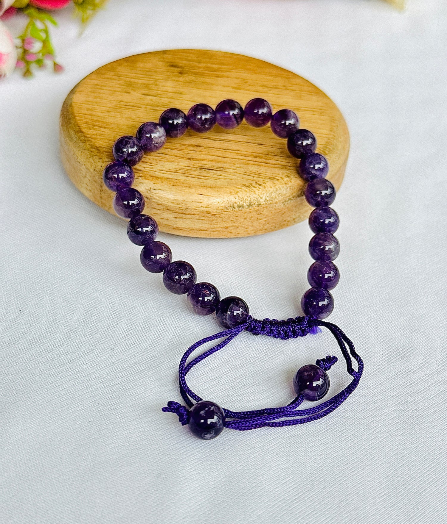Attract Luck, Enhance Intuition, Improve Health & Skin: Amethyst Thread Bracelet - Abhimantrit & Certified