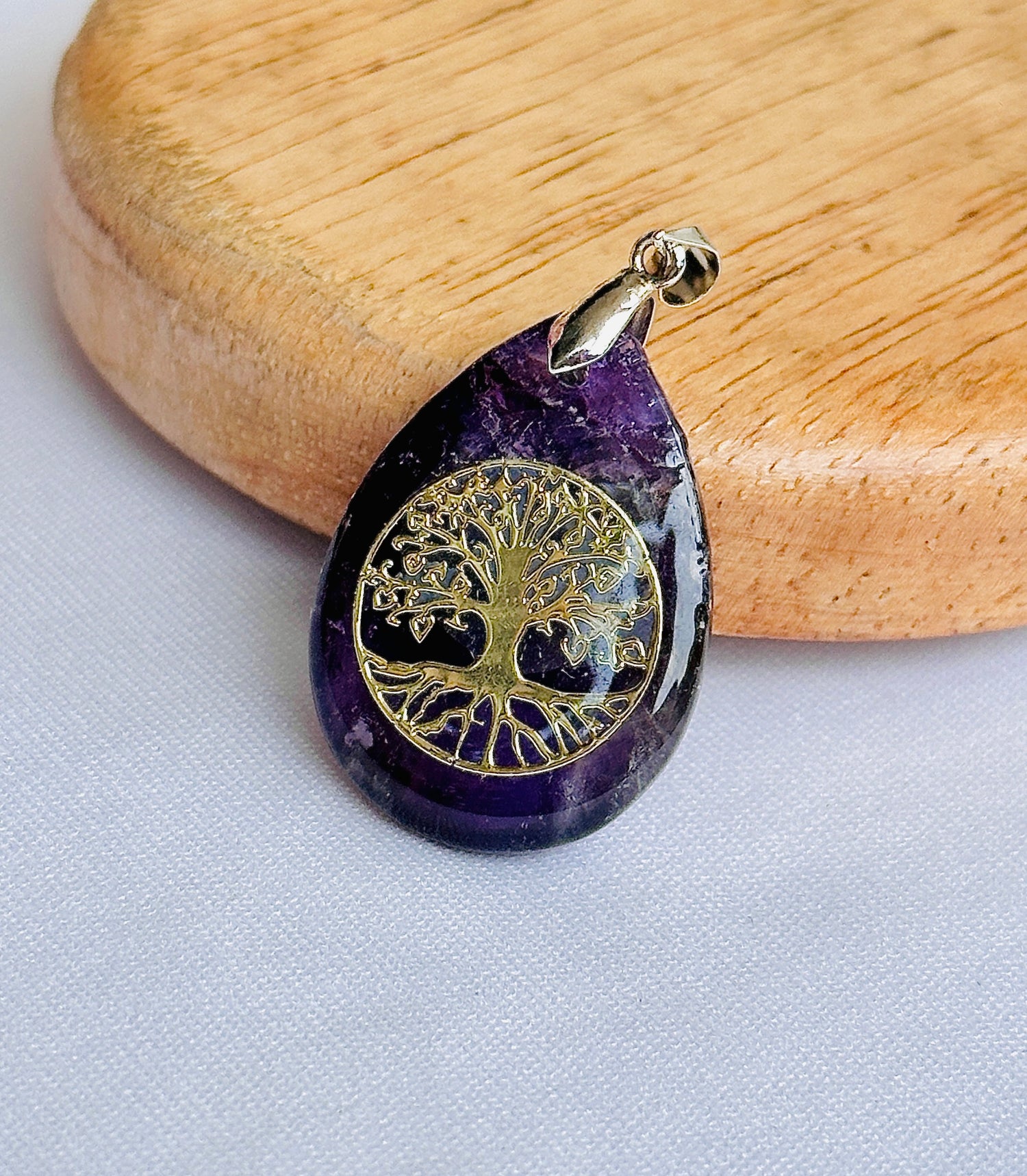 Amethyst Stone Tree of Life Pendant for Growth & Healing – Abhimantrit & Certified