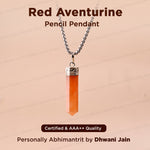 Red Aventurine Pencil Pendant - Abhimantrit & Certified